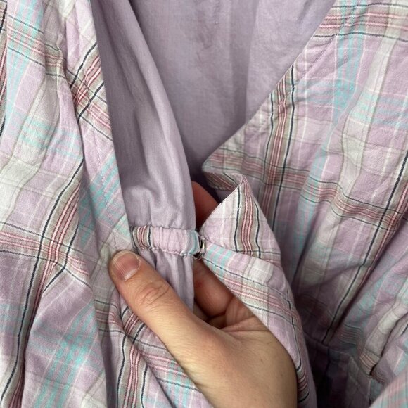 Sundance Willa Tulip Wrap Midi Dress Size 14 Plaid Check Purple Lavender Pockets - Picture 4 of 14